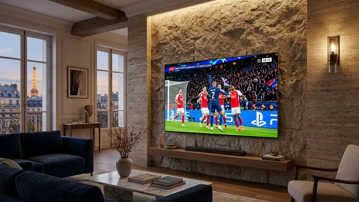 Smart TV connectée Samsung et LG diffusant l'IPTV en 4K Ultra HD dans un salon design